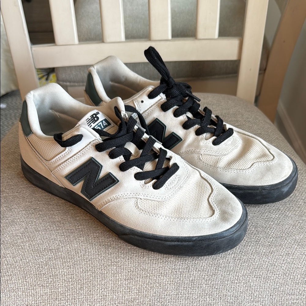 New Balance # Numeric Cream Black and Green NM574 NM 574 574V Mens US Size 10.5